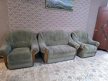 мягкой мебель: Комплект мягкой мебели, Б/у, Самовывоз, цвет - Зеленый — 3