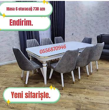 tek termolar: Qonaq otağı üçün, Yeni, Açılan, Dördbucaq masa, 6 stul — 2