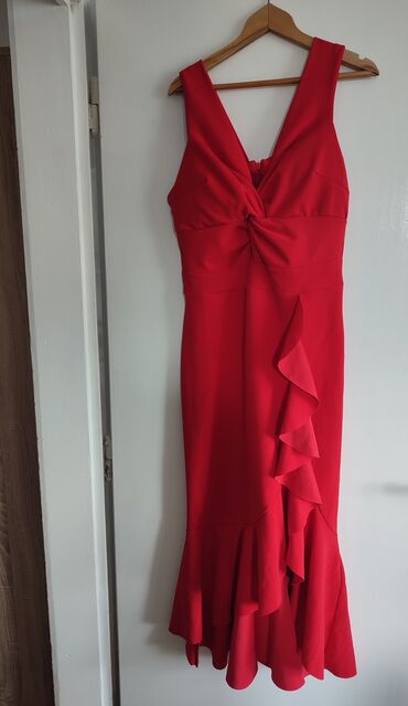 plišana crvena haljina: S (EU 36), M (EU 38), L (EU 40), bоја - Crvena, Koktel, klub, Na bretele