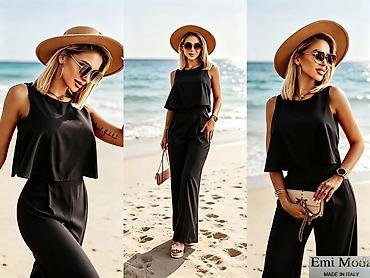 terranova helanke: Elegantni ženski komplet – bluzica bez rukava + široke pantalone — 4