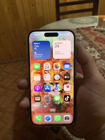 Apple iPhone: IPhone 15 Pro, 128 GB, Natural Titanium, Zəmanət, Simsiz şarj, Face ID