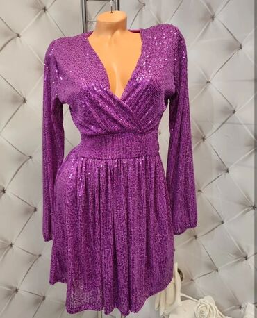 Haljine: 0101 Brand M, bоја - Srebrna, Koktel, klub, Dugih rukava — 5