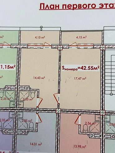 ош квартиру: 2 комнаты, 42 м², Элитка, 4 этаж, ПСО (под самоотделку) — 6