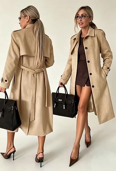 binarni sat: Fa, Ženski trench kaput – model 5210 - Kroj: klasični midi trench sa — 5