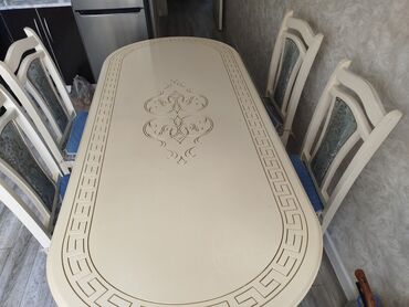 стол стуля ош: Ашкана үчүн үстөл, Колдонулган, Oval, Бүктөлбөгөн