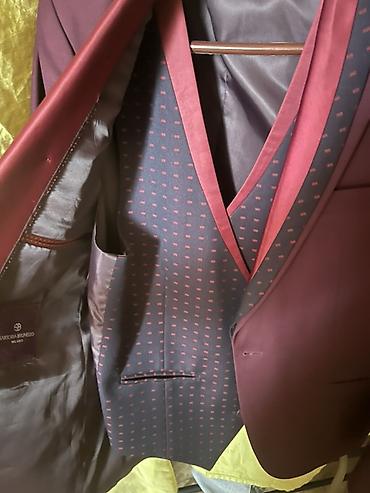 brunello: Мужской костюм-тройка бордового цвета Sartoria Brunello (Milano) — 3