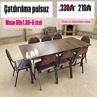 restoran stol stul satisi: Restoran, kafe, bağ, mətbəx və s üçün masa destleri Masa + 8 Stul 210 — 1