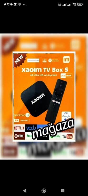 Smart TV bokslar: Yeni Smart TV boks Xiaomi 2 GB / 16 GB, Android, Ünvandan götürmə, Pulsuz çatdırılma, Ödənişli çatdırılma