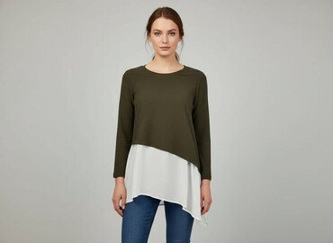 khaki bluzki: Basic, Women's blouse, size M