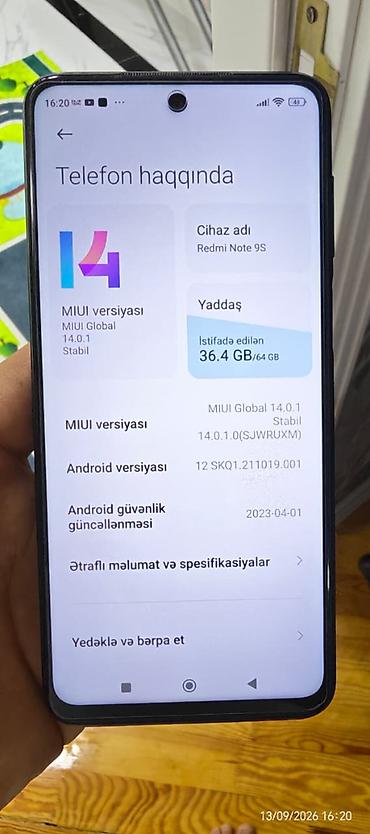 Redmi: Redmi Note 9S, 64 GB, İki sim kartlı, Barmaq izi, Face ID — 5