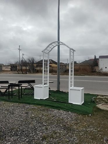 Digər bağ, çöl mebeli: Bağ üçün dekorativ ağ taxta trellis qövs - Material: ağ rəngdə — 6