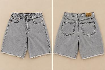 Məhsul: Boz yuyulmuş denim şort - Model: “It’s Basic” etiketli denim