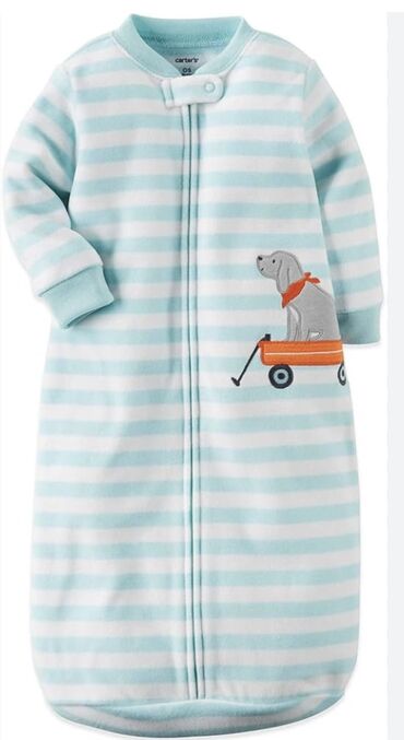 Manejlər: Carter's markalı, mavi və ağ zolaqlı, uzunqol, fleece materialdan