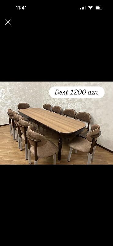 Yemək otağı üçün masa və stul dəsti - Dəst: uzun