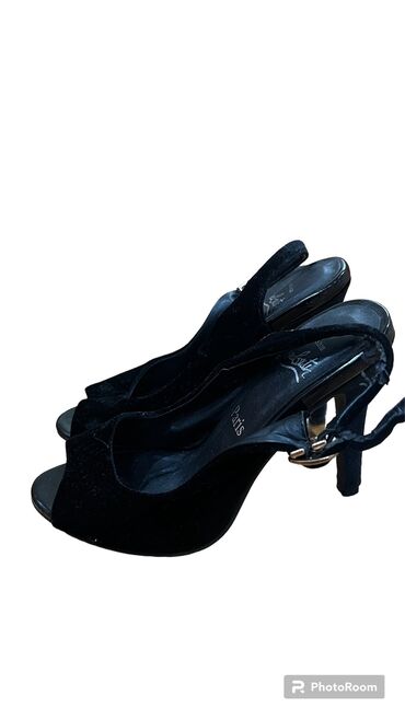 замшевые туфли на каблуке: Туфли 34, цвет - Черный