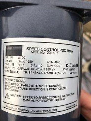 Elektromotori: Dayton SPEED CONTROL PSC Motor – Mod. No. 23L402 - Tip: PSC motor sa — 12