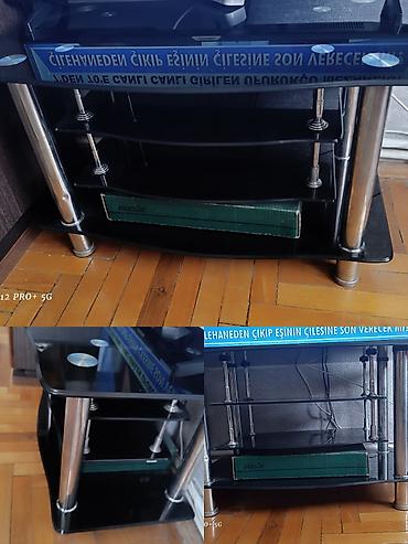 Şüşə səthli TV stendi - Material: qalın, bərk qaraldılmış şüşə