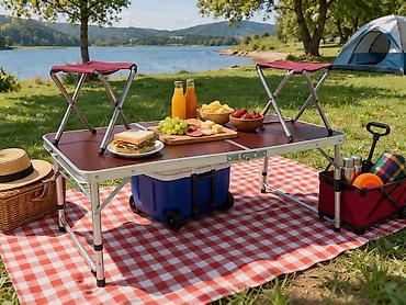 dezgah masa: Daşınan piknik/camping masa dəsti - Yığılabilən, yüngül alüminium — 1
