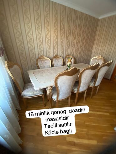 yolka satisi: Qonaq otağı üçün, İşlənmiş, Dördbucaq masa, 8 stul