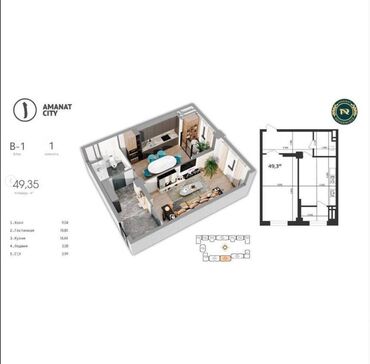 Продажа квартир: 1 комната, 49 м², Элитка, 11 этаж — 4