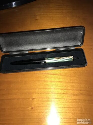 Ostali predmeti za umetnost i kolekcionarstvo: Vintage originalna Pelikan hemijska olovka Crna i zeleno crna Ulozak — 7