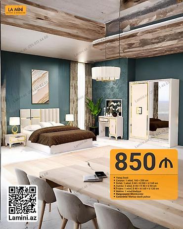 Ev və bağ: LA MINI Yataq Dəsti – 850 ₼ Tərkib: - Çarpayı: 1 ədəd, 160 × 200 sm - — 1