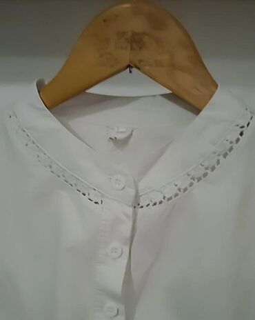 сорочка рубашка: Блузка, Классическая модель, Хлопок, Однотонный