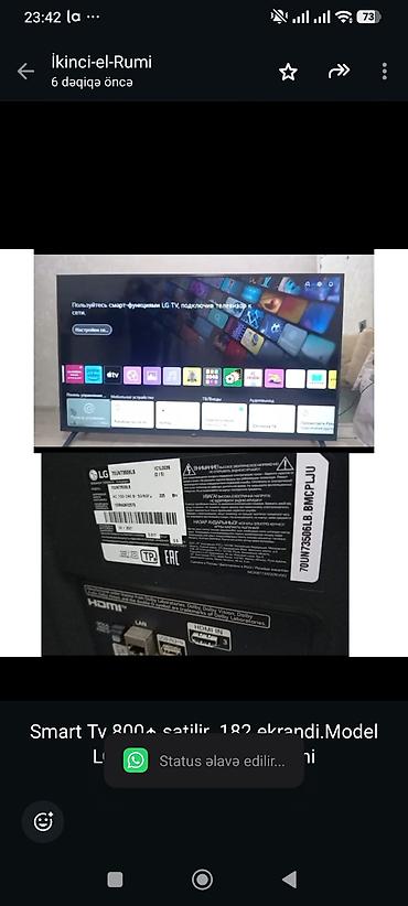 Smart Tv 800₼ satilir .182 ekrandi.Model LG .Unvan Ramana &amp;Rumi
