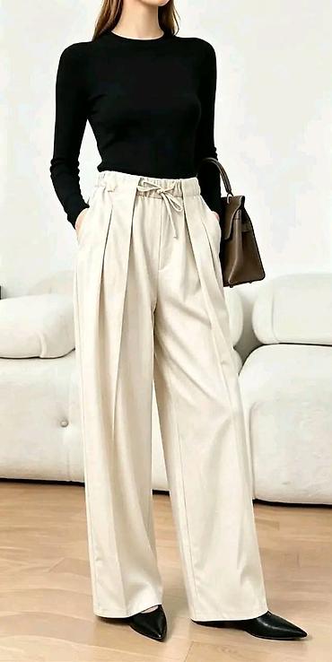 torbica chloe: Ženske široke pantalone visokog struka, elegantnog i modernog kroja — 3