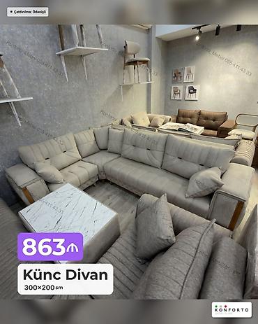 Ev və bağ: Künc Divan – 300×200 sm - Rəng: açıq bej/boz tonlarda neytral parça - — 1