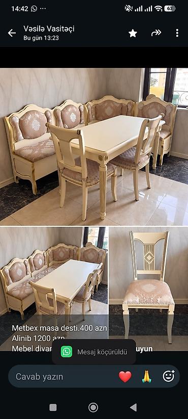 Metbex masa desti.400 azn Alinib 1200 azn Mebel divani bazalidir