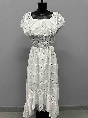 esprit bluza: Letnja bela midi/duga haljina od pamučne čipke (broderie anglaise). S — 2