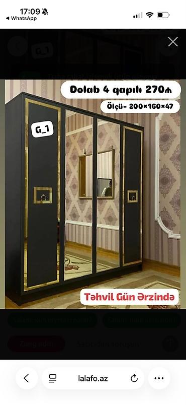 dolab yataq: Dörd qapılı geyim dolabı – 270₼ Ölçü: 200 × 160 × 47 sm - Modern — 1