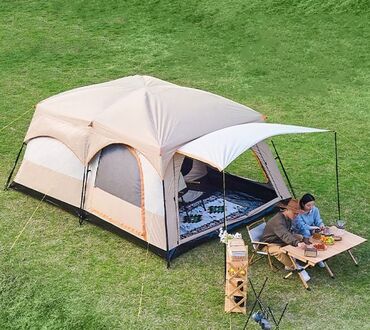 палатки брезентовые: Палатка большая двухкомнатная с тентом для кемпинга и туризма BiCamp