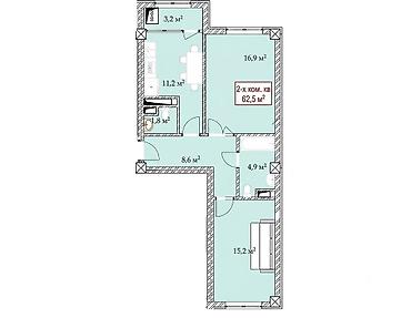 imak: 2 комнаты, 93 м², Кок-Жар ж/м Элитка, 2 этаж, ПСО (под самоотделку) — 4
