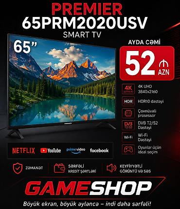 smart android box: Premier 65PRM2020USV Smart TV – 65" Xüsusiyyətlər: - 65" böyük ekran — 1