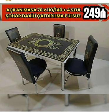kamot termo: Mətbəx üçün, Yeni, Açılmayan, Dördbucaq masa, 4 stul — 9