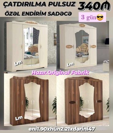 4 qapılı dolablar: Yeni, 4 qapılı, Açılan, Düz dolab