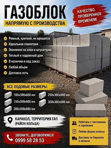 бена блок: Газоблок, Неавтоклавный, 600x200x300, D600 — 1
