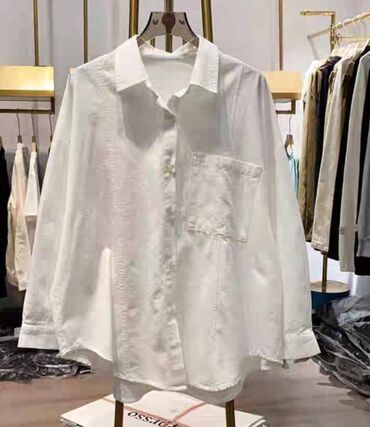 платье белое: Рубашка, Классическая модель, Оверсайз, Китай