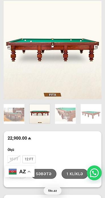 bilyard satilir: Satılır: Peşəkar bilyard masası (Rusiya biliardı) - Ölçü: Tam ölçülü — 5