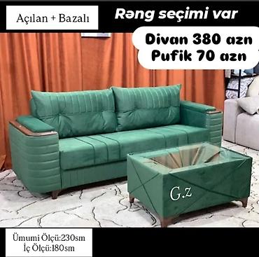 Açılan və bazalı divan dəsti – rəng seçimi mövcuddur. - Divan: 380