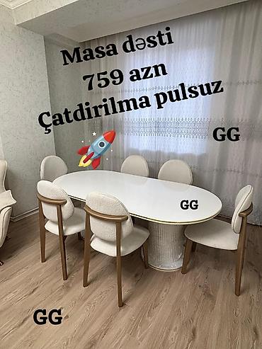 ucuz masa: Yeni, Açılmayan, Oval masa, 6 stul — 1