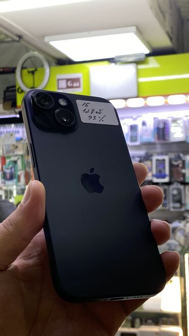 Apple iPhone: IPhone 15, Б/у, 128 ГБ, Black Titanium, Коробка, 93 %