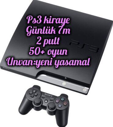 PS3 (Sony PlayStation 3): Ps3 kiraye verilir,gunu 7 m