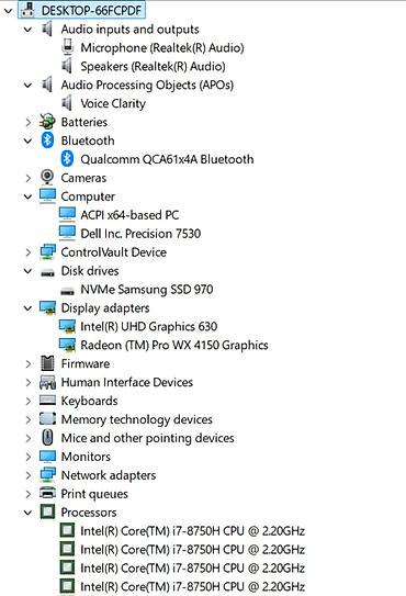 Dell: Dell Precision 7530 Mobile Workstation Intel® Core™ i7-8750H ; 32GB — 16