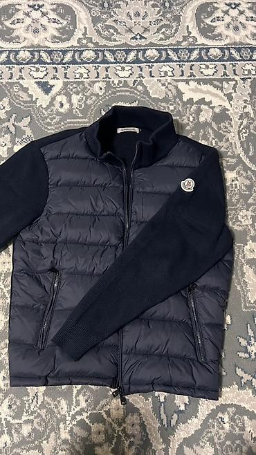 куплю пух: Гибридная стеганая куртка/кардиган Moncler, темно‑синяя. - Фронт и — 1