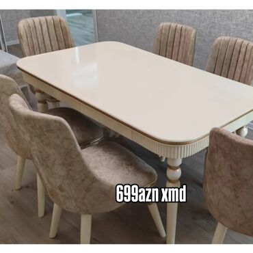 Masa və oturacaq dəstləri: Dördbucaq masa, 6 stul