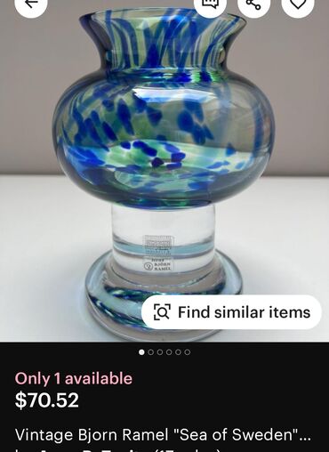Ostali antikviteti: Svecnjak rucni rad tkz morsko staklo Bjorna Ramela Svedska iz 70ih — 2