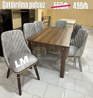 mermer stol: Mətbəx üçün, Yeni, Açılmayan, Dördbucaq masa, 6 stul — 1